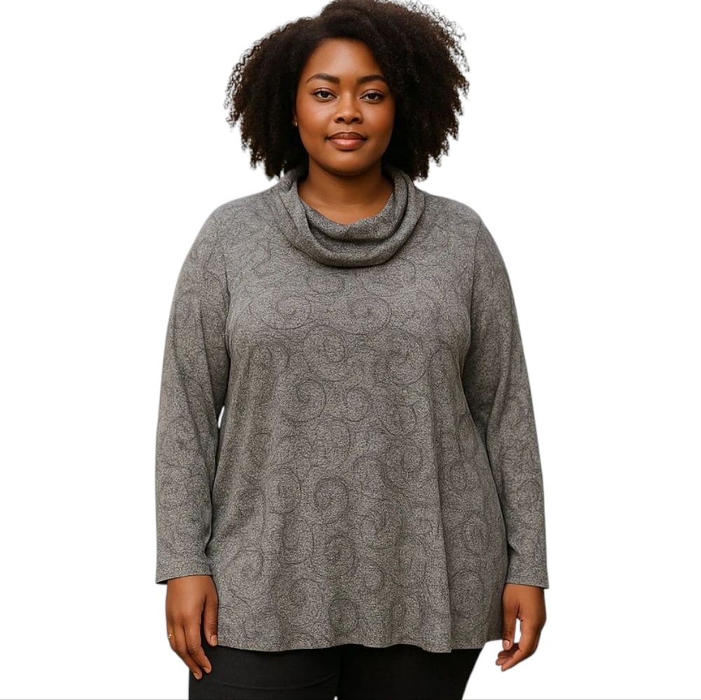 Lane Bryant Gray Floral Graphic Relaxed Scoop Neck Sweater Women's Size 26/28 4X
